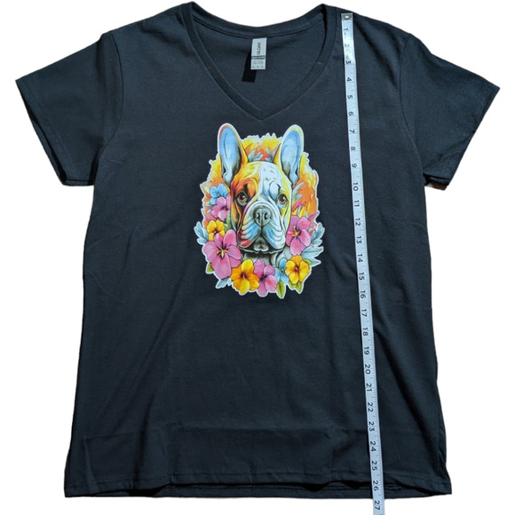 Colorful Dog - Black Women's V Neck - Size L - Picture 2 of 6